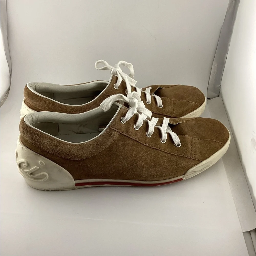 Gucci Men's Sneakers in Tan Suede with White Accents